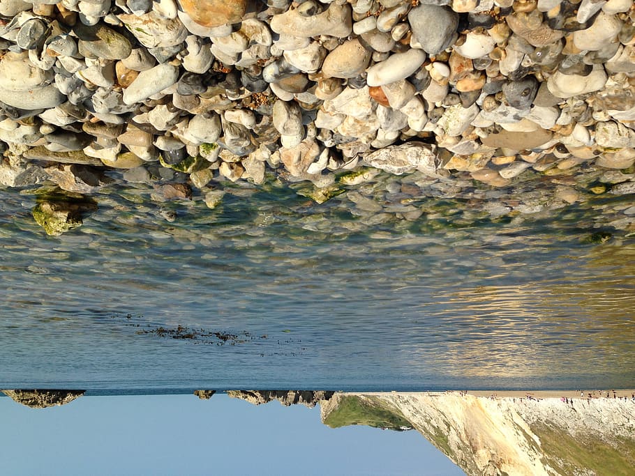beach, stones, water, rock, solid, nature, day, rock - object HD wallpaper