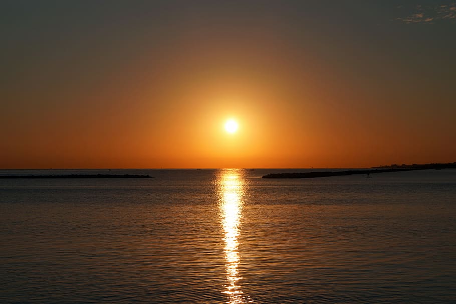 sunset, sea, ocean, evening, vacations, coast, beautiful, mood HD wallpaper