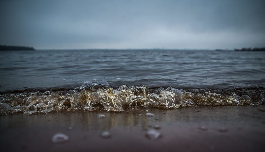 Photo of Shallow Beach, close-up, dawn, evening, landscape, ocean HD wallpaper
