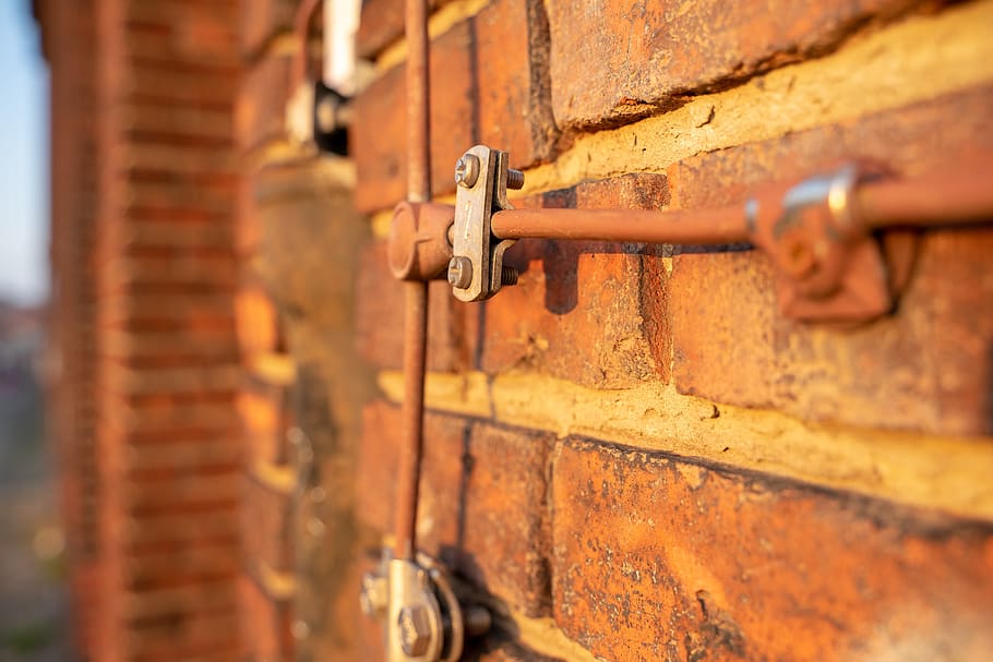 lightning arrester, brick, wall, texture, stone wall, facade HD wallpaper