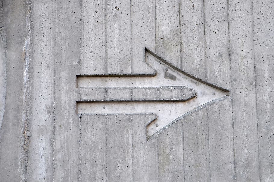 gray, white, cement, wall, engraving, right, sign, arrow, no people HD wallpaper