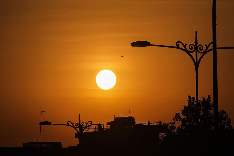 sunset, sky, dawn, vietnam, silhouette, orange color, architecture HD wallpaper