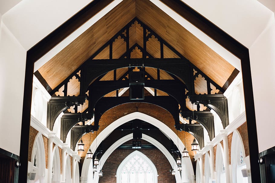 church, arichitecture, interior, design, grand, wood, warm HD wallpaper