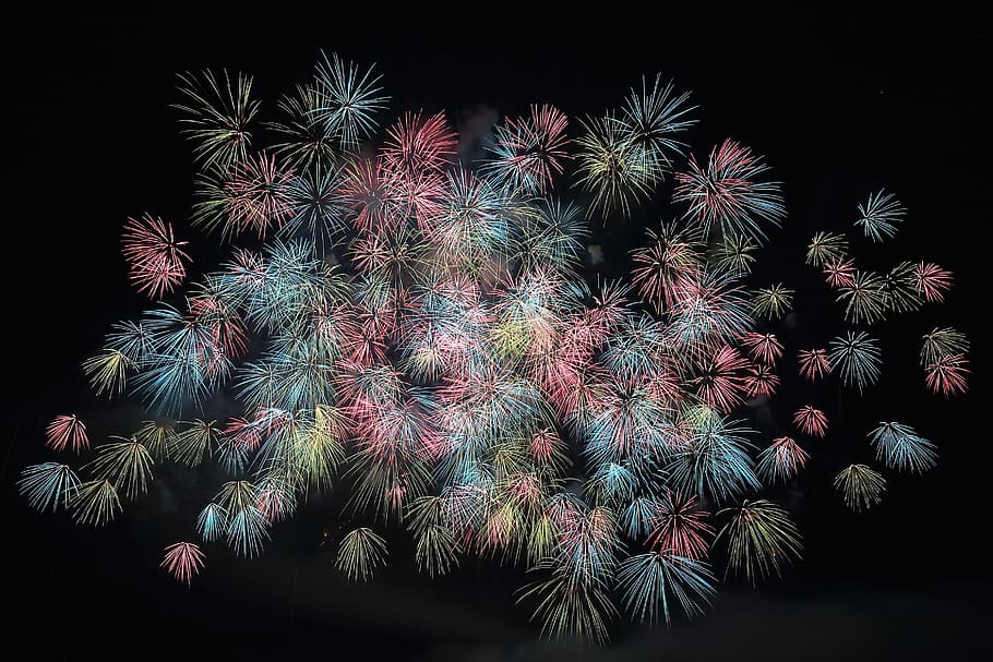 fireworks, color, activity, happy, light, lightning, firework display HD wallpaper