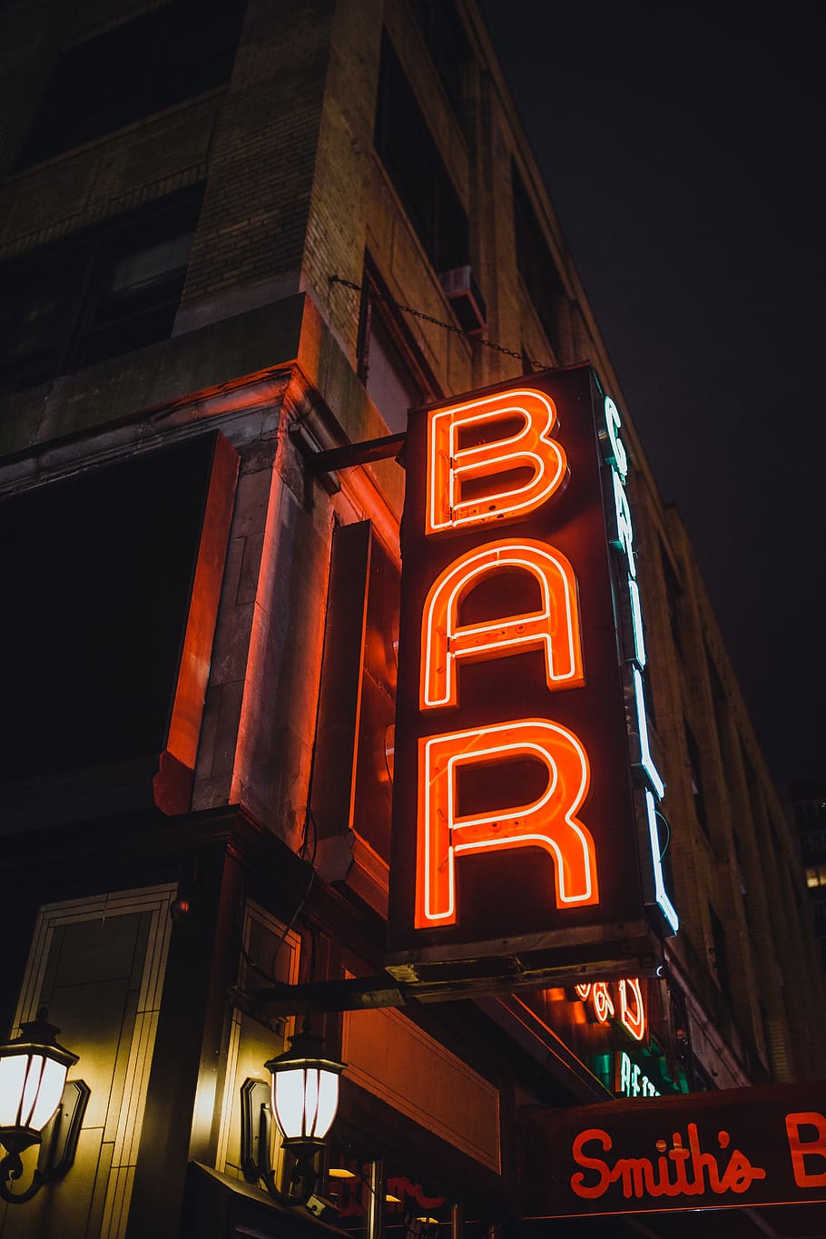 neon sign on building