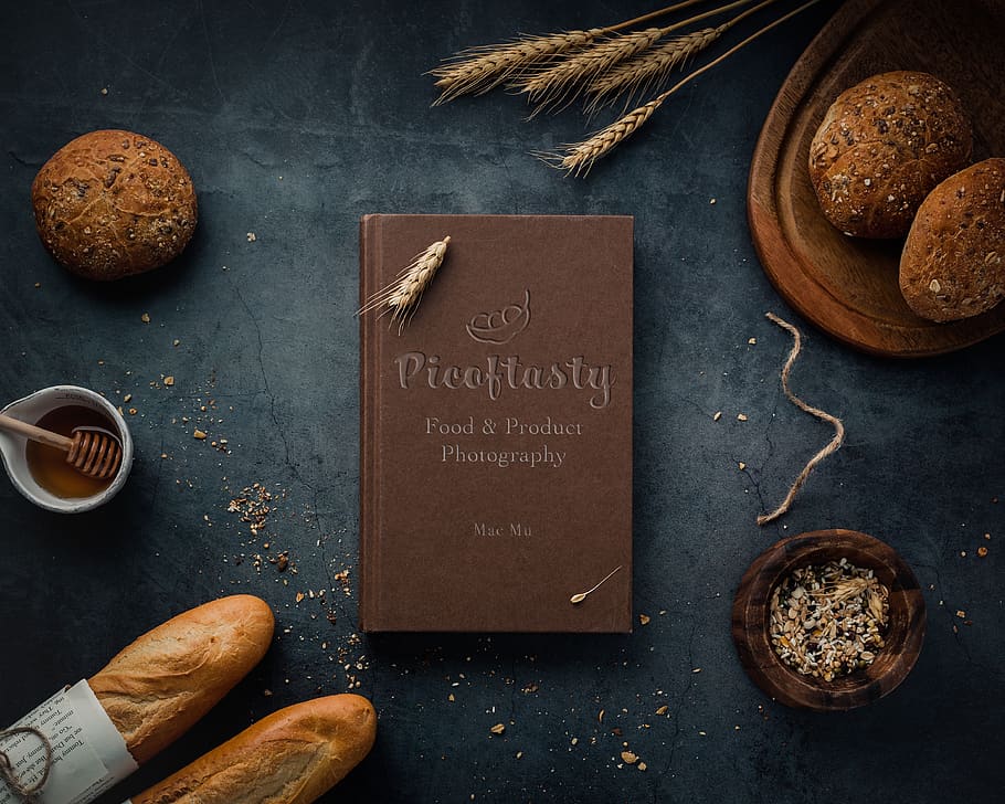 Picoftasty book, food and drink, text, table, directly above HD wallpaper