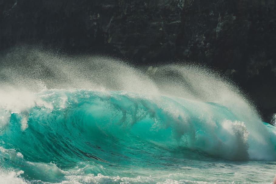 ocean waves beside rock formation, water, nature, outdoors, sea HD wallpaper