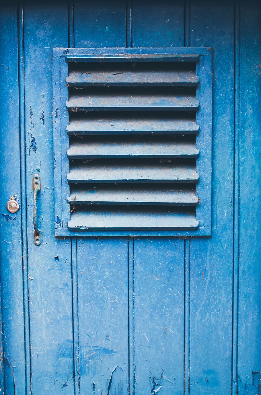 blue door, entrance, metal, wood - material, closed, safety, no people HD wallpaper