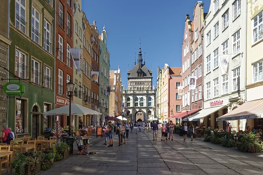 poland, gdańsk, historic center, long market, długi targ, HD wallpaper
