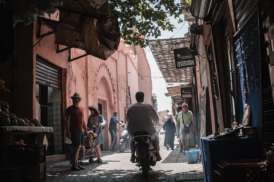 man riding motorcycle, human, person, people, brick, alley, alleyway, HD wallpaper