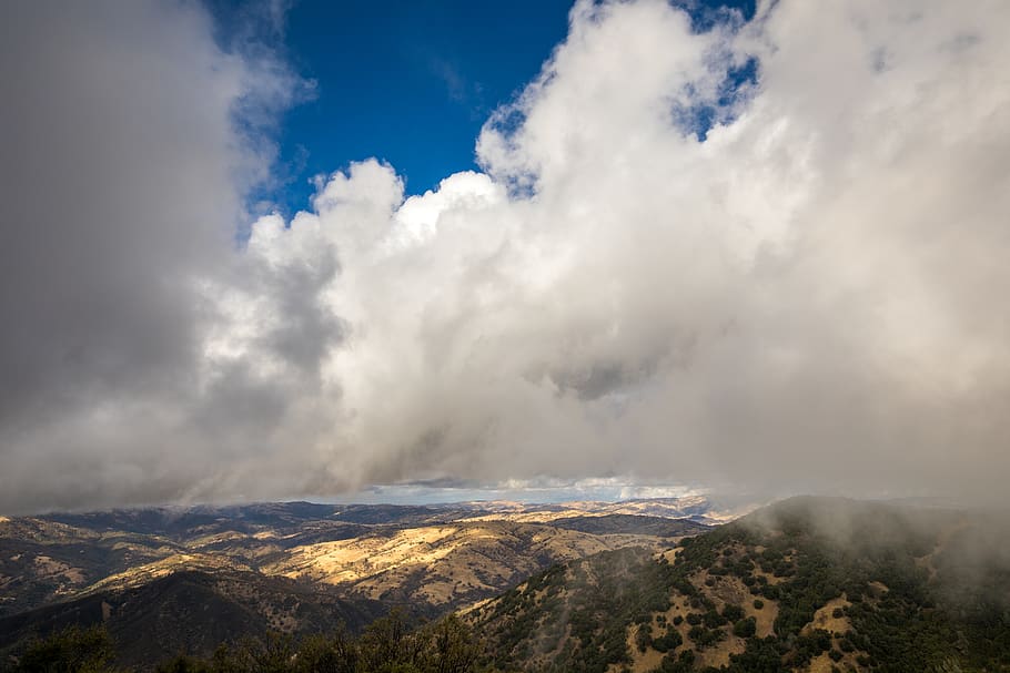 white clouds, nature, weather, outdoors, sky, cumulus, mountain HD wallpaper