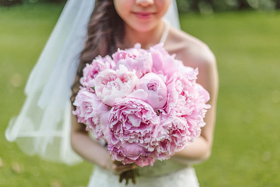 bridesmaid, child, bouquet, weeding, happy, smile, girl, female, HD wallpaper