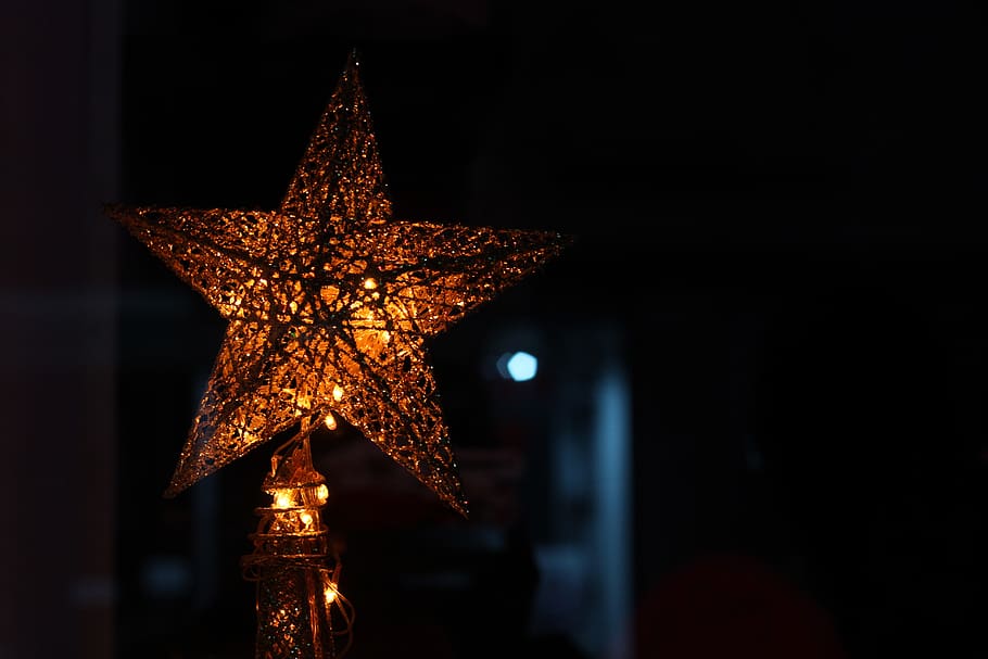 star, light, gold, shimmer, lace, mesh, celebration, decoration HD wallpaper