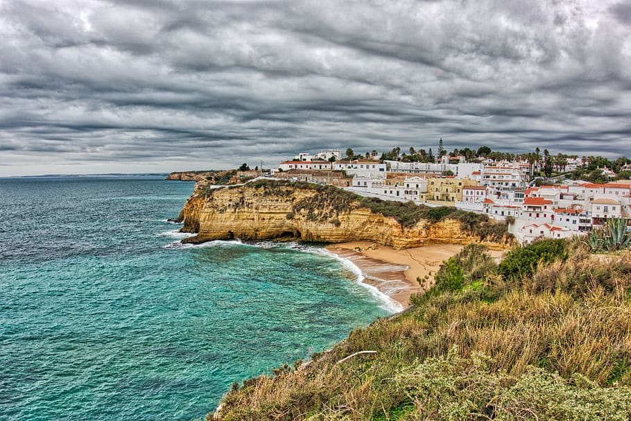 portugal, carvoeiro, beach, algarve, mar, costa, relaxation, HD wallpaper
