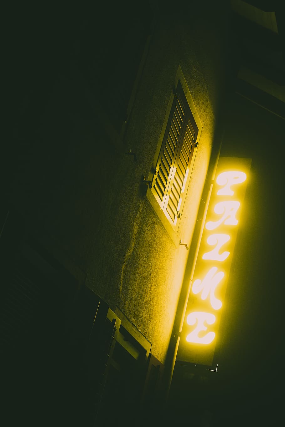 HD wallpaper: yellow neon light beside window, illuminated, text, night,  architecture | Wallpaper Flare