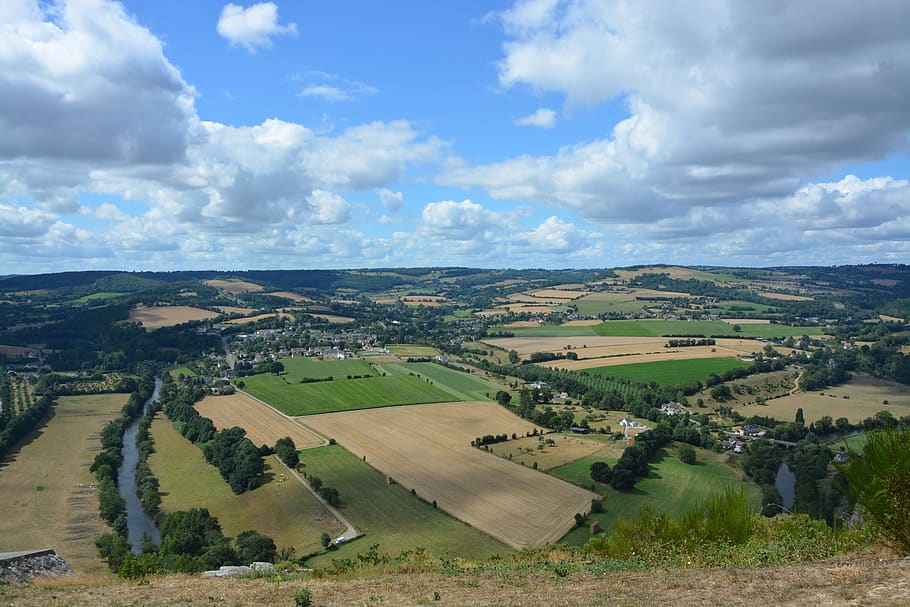 panoramic views, clécy normandy, view panorama landscape, official site of flight of paragliding, HD wallpaper