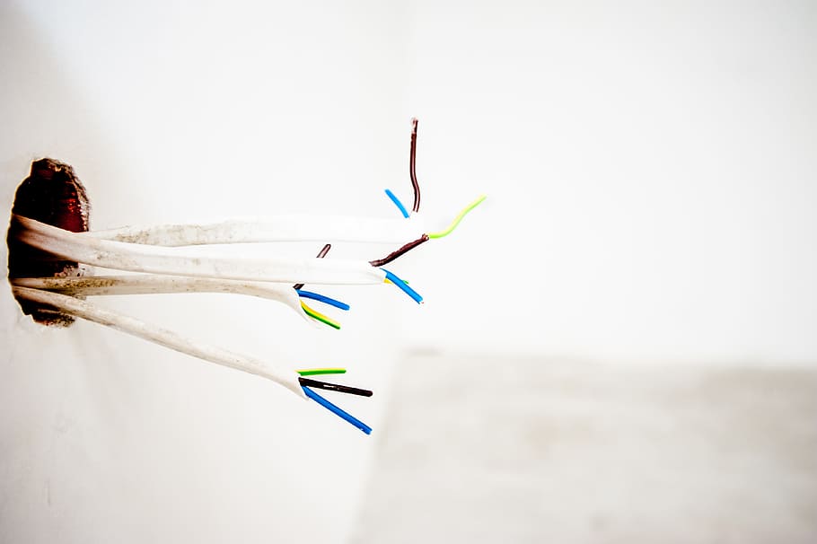 cables, wires, electricity, building, wall, construction, repair HD wallpaper
