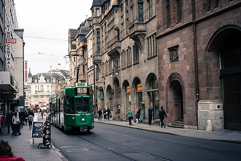 switzerland, basel, train, town, street, architecture, building exterior HD wallpaper