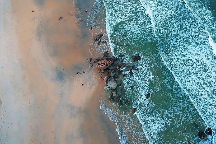 Body of Water, coast, foam, high angle shot, landscape, scenic HD wallpaper