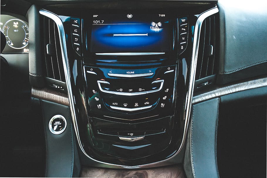black 2-DIN head unit, mode of transportation, indoors, car, vehicle interior HD wallpaper