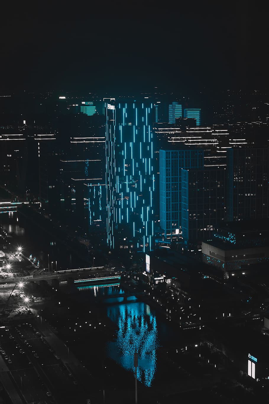 high rise buildings, building exterior, city, night, architecture HD wallpaper