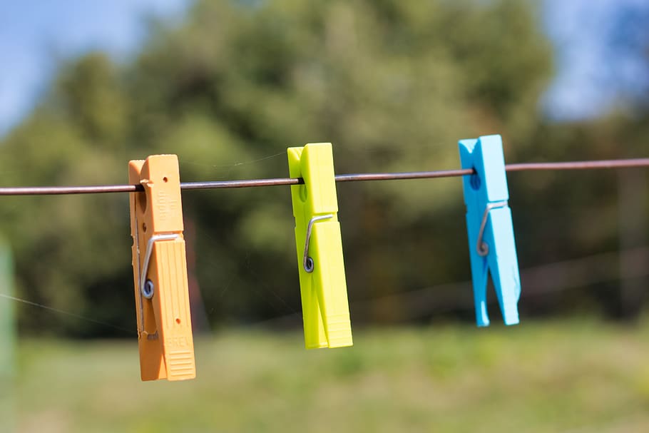 clothespins, hang, washing, colorful, clamp, rope, laundry, HD wallpaper
