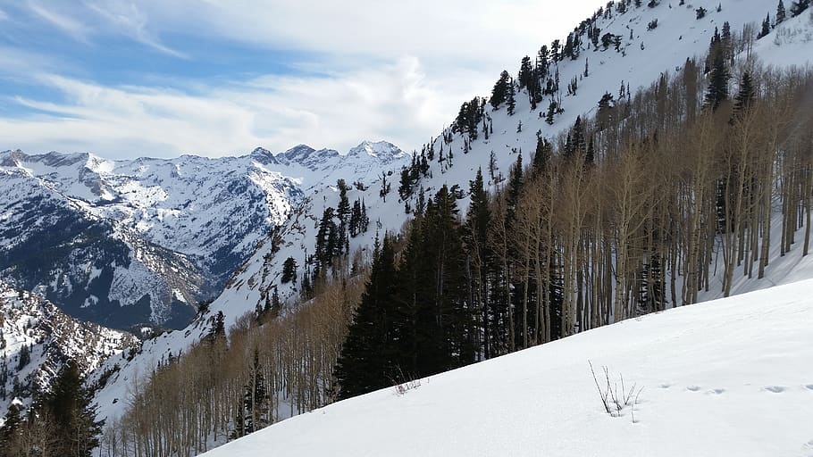 utah, mountain, winter, slope, ski, sky, white, blue, vista HD wallpaper