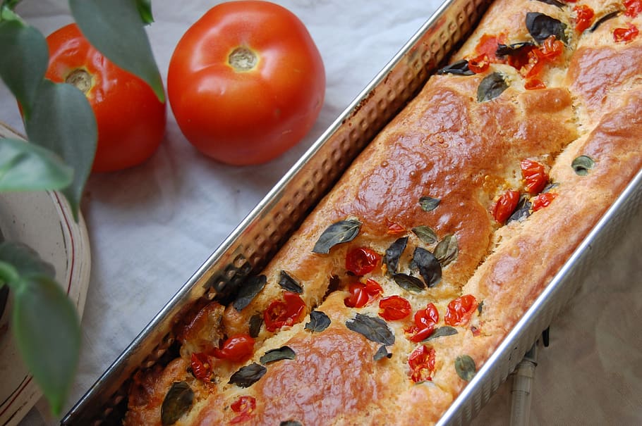 cake, salty, pudding, cook, cooking, tomato, basil, cheese HD wallpaper