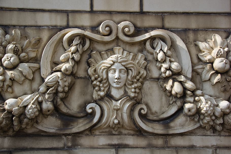 victorian, head, wall, ancient, background, stone, old, sculpture HD wallpaper