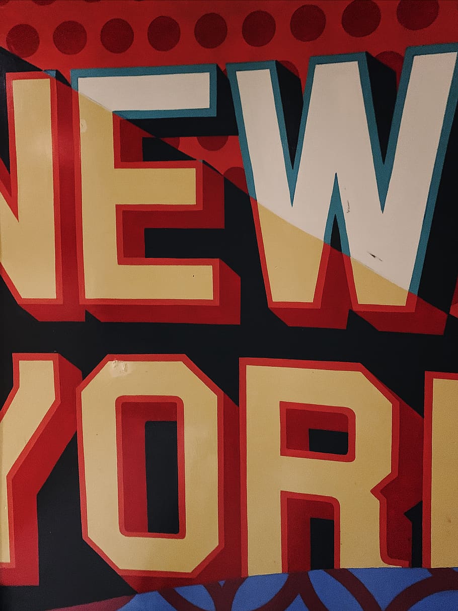 New York text, full frame, backgrounds, red, built structure HD wallpaper