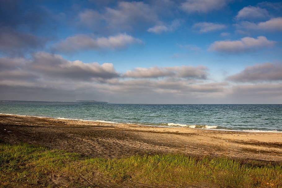 sea, clouds, sky, water, ocean, mood, nature, sunset, landscape HD wallpaper