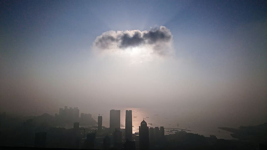 high-rise building, nature, smoke, fog, smog, urban, city, town HD wallpaper
