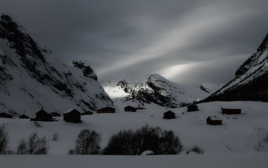 mountain, clouds, sky, travel, nature, adventure, trip, snow HD wallpaper
