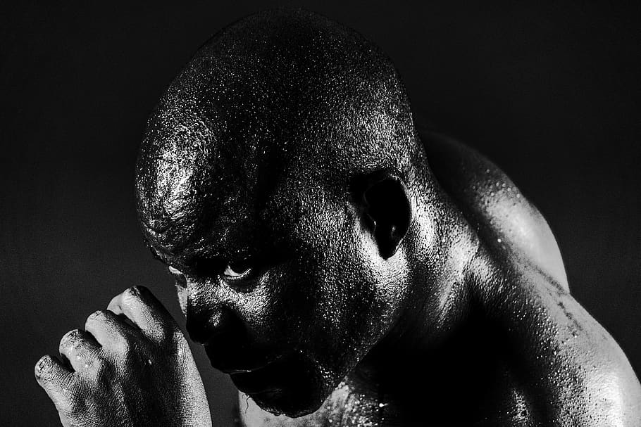 man portrait, headshot, one person, close-up, black background HD wallpaper