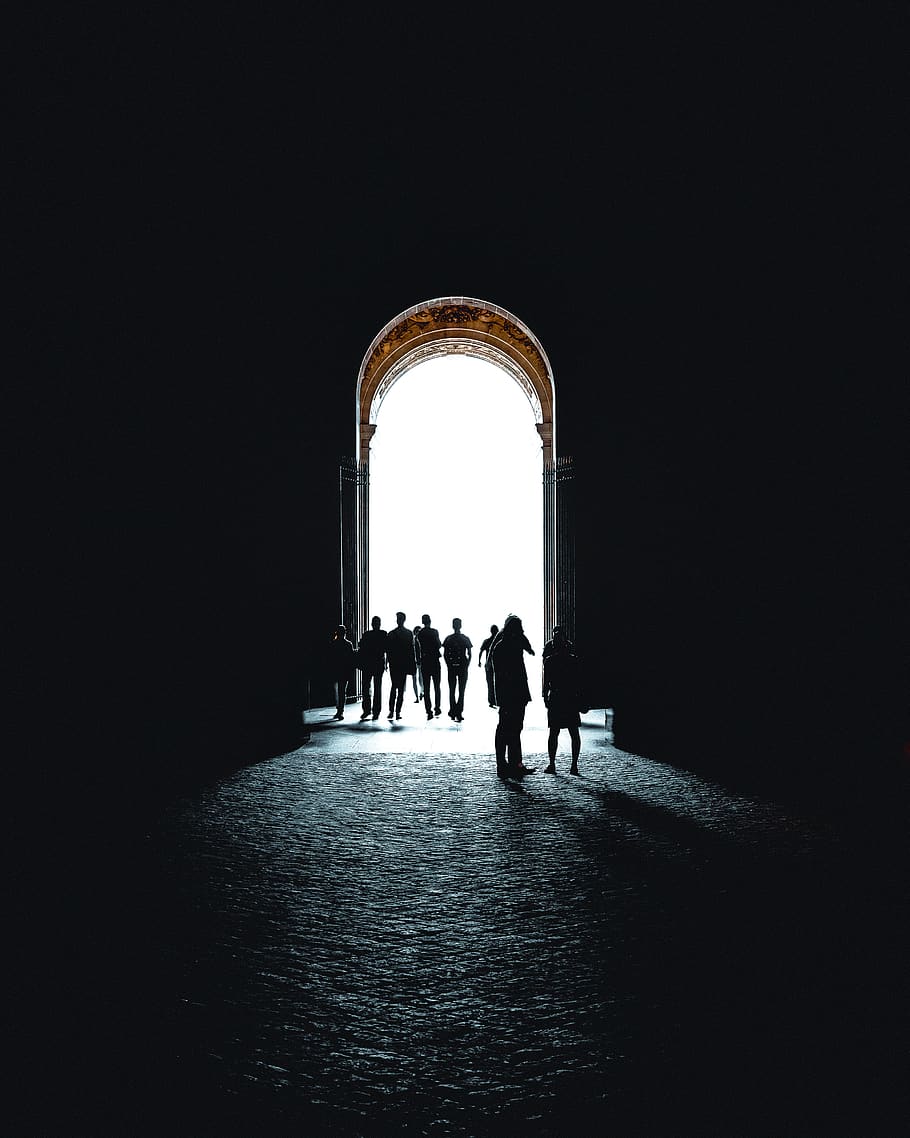 ex. shadow, arch, architecture, group of people, real people HD wallpaper