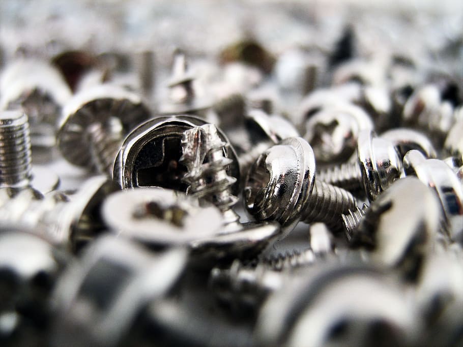 screws, closeup, heap, chrome, steel, nobody, many, heavy, bolt, HD wallpaper