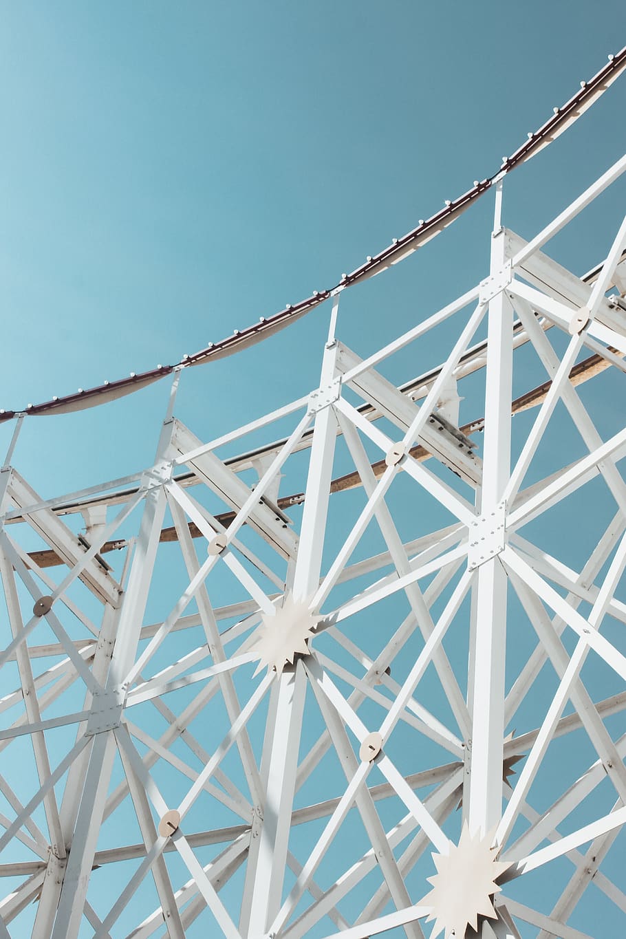 white metal frames under blue sky, low angle view, clear sky HD wallpaper