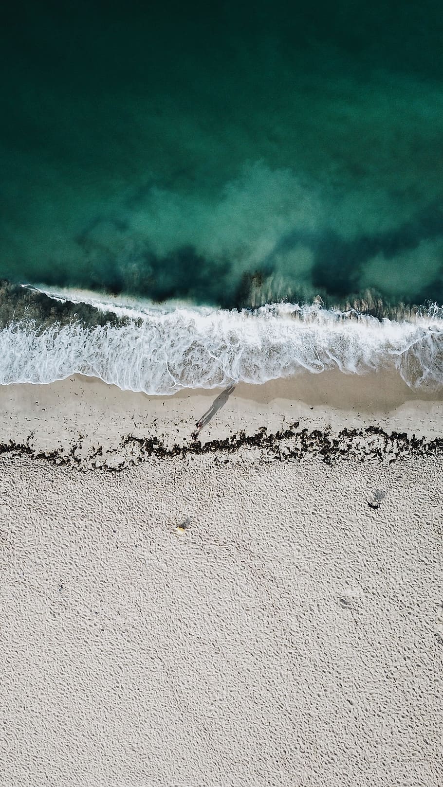 aerial photography of beach shore, ocean, coast, wave, green HD wallpaper