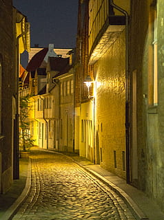 walkway, path, pavement, sidewalk, cobblestone, flagstone, lübeck HD wallpaper