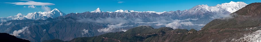 mountains over the louds, nature, outdoors, mountain range, peak HD wallpaper