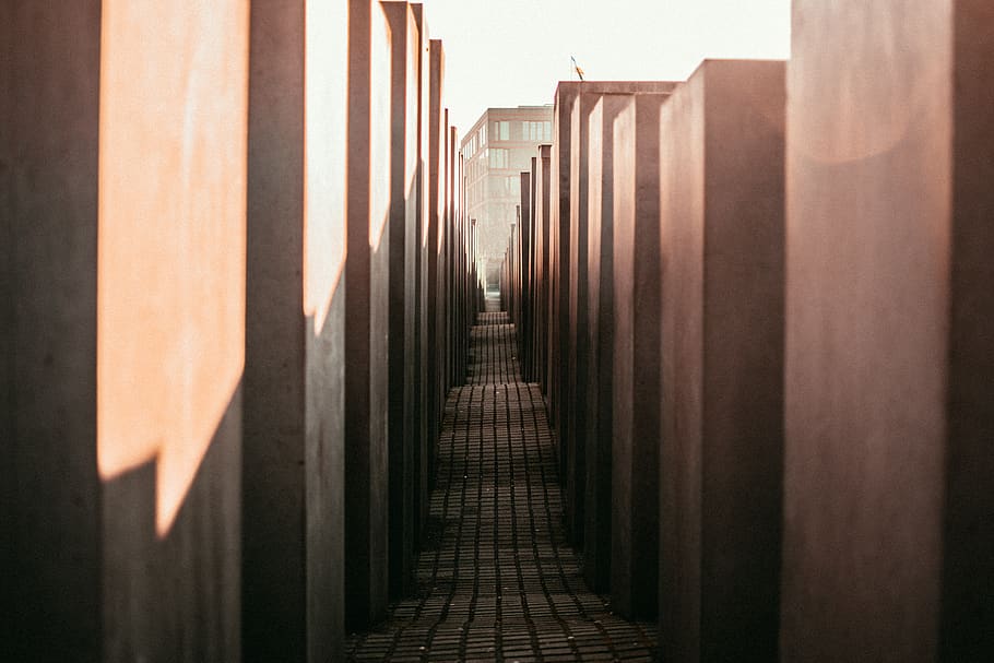 brown concrete hallway, architecture, in a row, direction, no people HD wallpaper