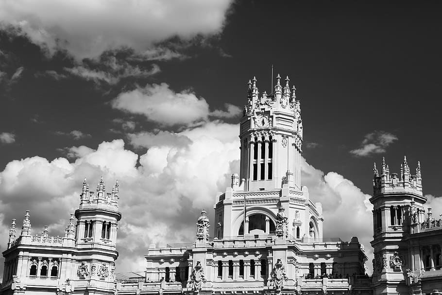 building, architecture, clock, sky, clouds, building exterior HD wallpaper