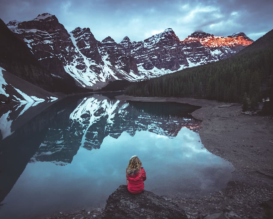 lake, water, coast, mountain, valley, landscape, nature, reflection HD wallpaper