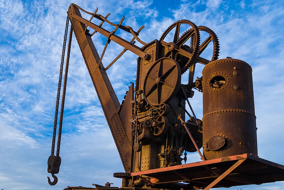 crane, steam, rusty, industrial, colonial, saint louis, senegal HD wallpaper