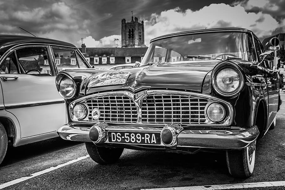 car, old, vintage, simca, french, chambord, voiture, mode of transportation HD wallpaper