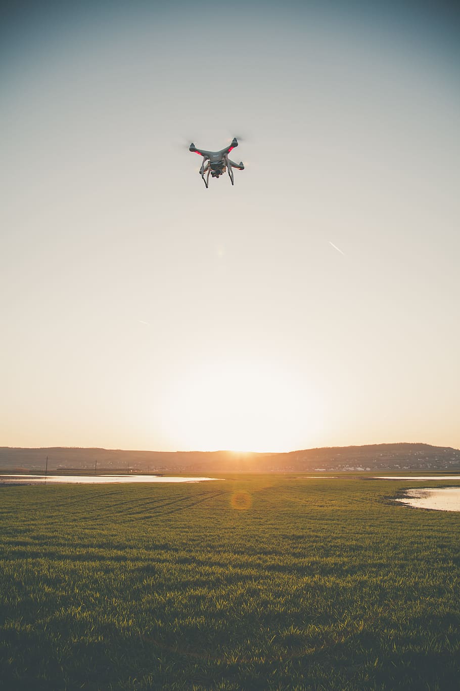 Photo of Drone Flying in the Field, dawn, daylight, dusk, grass HD wallpaper