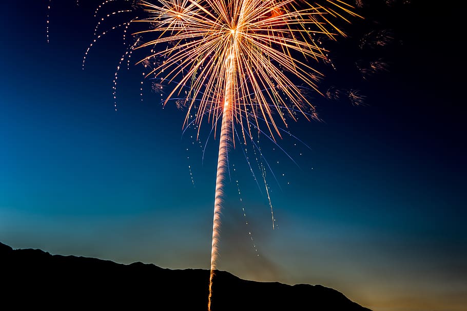 fireworks display, colorful, explosion, celebration, dusk, bright HD wallpaper