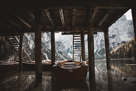 boat under dock, porch, patio, building, housing, pergola, flooring HD wallpaper