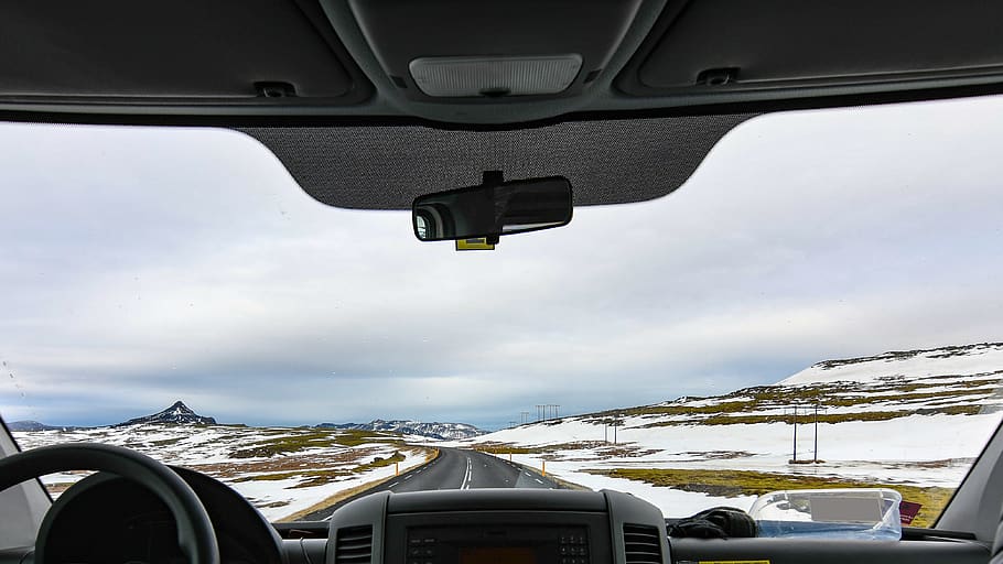 Vehicle in Between Snow Covered Field, adventure, asphalt, background HD wallpaper