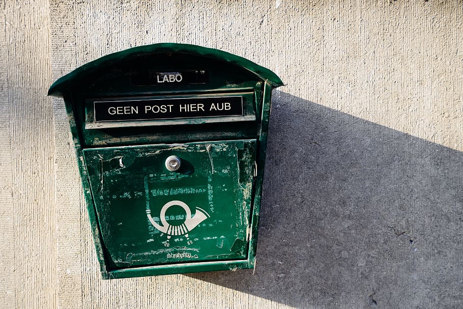 green wall mounted mailbox, postbox, mail box, letter box, post box HD wallpaper
